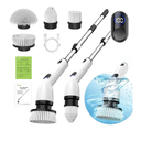 TUYU Electric Spin Scrubber, Full-Body IPX7 Waterproof Bathroom Scrubber with Power LCD Display, Adjustable Extension Handle, Cordless Shower Cleaner Brush for Bathtub Kitchen Wall Cleaning
