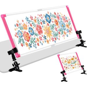 XEmbro Large Embroidery Scroll Frame, Adjustable Cross Stitch Scroll Frame, Plastic Clip Frame for Embroidery, Punch Needle Frame Scroll Frames for Cross Stitching, Needlework(34.6 x 14.2 Inches)