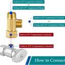 Water Line Adapter Splitter Tee Valve - Brass Dishwasher Toilet Supply Line Connector with 3/8 T Compression Fittings(3/8"-3/8"-3/8", 1 PCS)