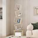 Bookshelf, Metal Bookcase 5-Tier 67", Modern Unique Floor Corner Book Shelf, Display Storage Bookcase for Living Room, Bedroom, Office, Home Decor
