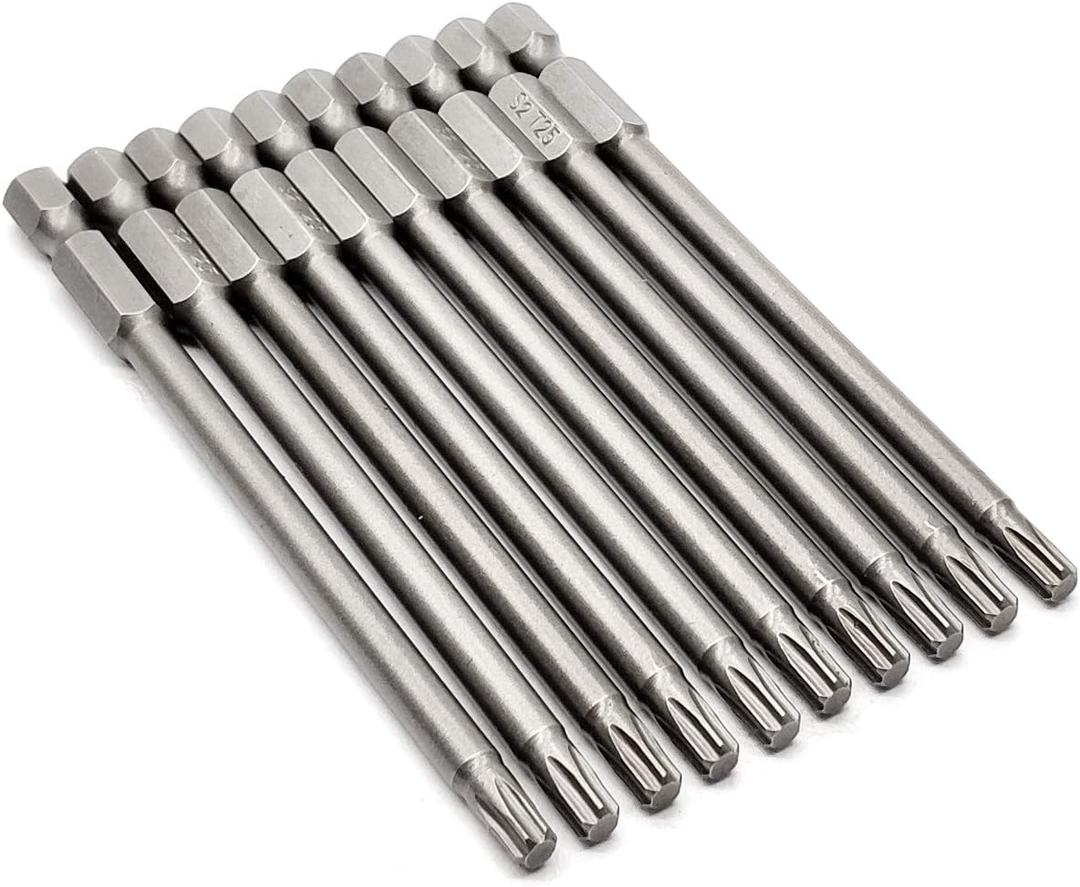 10PCS 4"/100mm T25 Torx Head Screwdriver Bit Set, 1/4 Inch Hex Shank with Quick Release Slot,S2 Steel Magnetic Security Tamper Proof Star 6 Point Screw Driver Kit Tools