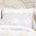 Lush Decor Kemmy Quilt Set, 3 Piece Set Full/Queen, White - Ruffled Bedding Set - Queen Size Quilt Full - White Bedding - Coquette Decor