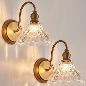 TLOLGT 2-Pack Vintage Wall Sconces Brass Bathroom Vanity Lighting Fixtures Beautiful Wall Light Set of Two for Bedroom Bathroom Hallway Living Room