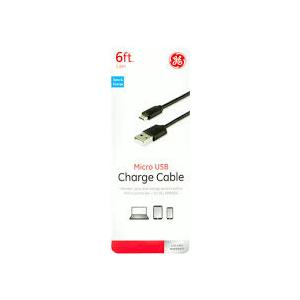 GE Micro USB Charge Cable - Black, 6 ft