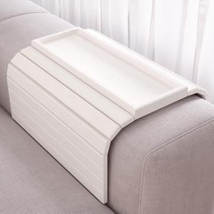 Sofa Arm Tray,Bamboo Folding Couch Arm Tray,Sofa Armrest Trays with Anti-Slip Pad for Drinks,Snacks,Phone,Remote ControlWhite
