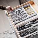 Masirs No-Slip Silverware Tray Organizer, Accommodates Different Kitchen Utensil and Cutlery Sizes, Deep Enough to Fit Entire Drawer, (2-PIECE | 9-SECTIONS)