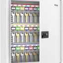 Uniclife 60 Position White Key Cabinet Steel Security Storage Box with Combination & Key Lock, Resettable, Digital, Adjustable Racks, Colorful Labels & Hooks