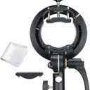 Godox S2 Speedlite S-Type Bracket Bowens Mount, for Godox V100 AD200Pro II V1Pro AD200Pro AD400Pro AD200 V860II TT685 TT600 TT350, Precise Tilt Control, Large Handle, Integrated Umbrella Mount