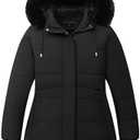 Pefflarge Women's Plus Size Winter Coat Waterproof warm Down Coat Detachable Hooded Parka Jacket, 1X