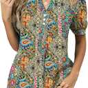 Kistore Women's Short Sleeve Tops Dressy Casual Business Work Blouses V Neck Chiffon Top Office Shirts (XL)