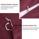 JSD Burgundy Duvet Cover Set Queen Size, 3 Piece Duvet Cover with Pillow Shams, Soft Brushed Microfiber Zipper Closure, Comforter Not Included