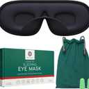 Medi Grade Cotton Sleep Mask with 3D Eye Memory Foam - Travel Sleeping Mask for Women and Men with 2 Ear Plugs and Storage Bag - Blackout Light Blocking