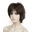 Lydell Short Layered Shaggy Wavy Full Synthetic Wigs (Light Chestnut Brown)