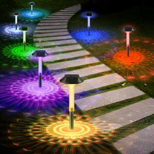 Color Changing Solar Pathway Lights - 10 Pack IP68 Waterproof Outdoor Solar Lights with 7 RGB Lighting Modes for Yard, Garden, Walkway, Pathway, Backyard, Lawn, Landscape Decoration