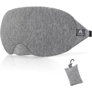 Mavogel Cotton Sleep Eye Mask - Updated Design Light Blocking with Adjustable Nose Bridge, Soft and Comfortable Night Eye Mask for Men Women, Eye Blinder for Shift Work, Includes Travel Pouch, Grey