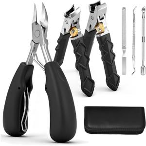 Senior-Specific Toe Clippers, Thick Toenails, Men's Large Toe Clippers, Wide-Opening Design, Sharp and Durable, Long-Handled Nail Clippers, 45 Beveled Ingrown Nail Clippers (Black)