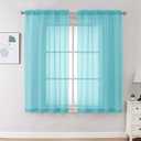 OVZME Sheer Curtains 63 inch Length 2 Panels Set for Bedroom Living Room, Soft Airy Elegant Light Filtering Sheer Curtains, Dual Rod Pocket Window Drapes, Each 42W x 63L Inches, Aqua