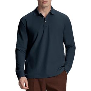 Susclude Men's Long Sleeve Polo Shirts - Classic Fit Comfy Casual Golf Office Business Shirts Holiday Stylish Collar Tops (Large)