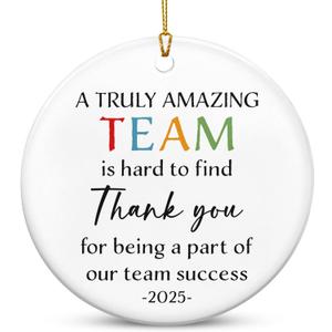 Christmas Team Gifts for Employees - Ceramic Christmas Ornaments 2025 for Tree Decorations - Group Gifts for Coworkers, Coworker Gift for Work Bestie, Thank You Gift for Coworker Boss Employee
