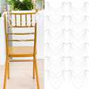 Wedding Pearl Bow Chair Decor Satin Ribbon Bows with Pearl Beaded String Garland Aisle Chair Sashes Decorations for Ceremony Coquette Party Banquet Decor (White)