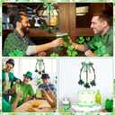 Novabright 15 Inch St. Patrick's Day Shamrock Door Wreath with Green Bow Wooden Clover Green Foam Berries Rustic Wood Hanging Decor for Irish Home Indoor Holiday Outdoor Farmhouse Window