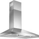 24 Inch Range Hood, Wall Mount Vent Hood in Stainless Steel with Ducted/Ductless Convertible Duct, 3 Speed Exhaust Fan, Energy Saving LED Light, Push Button Control, 2 Pcs Baffle Filters