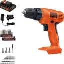 BLACK+DECKER 20V MAX POWERCONNECT Power Drill Cordless Drill Driver Electric Screwdriver with 30 Piece Bit Set and Drivers Kit, Battery and Charger Included (LD120VA)