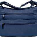 VOLGANIK ROCK RFID Purses for Women Fabric Nylon Multi Pocket Crossbody Bag Ladies Travel Handbag (Large, Navy-large)
