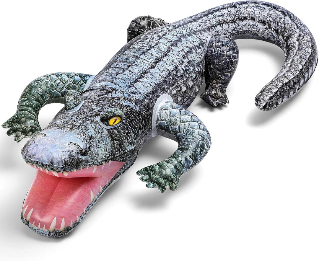 2 Pcs 55" Inflatable Alligator Toys Realistic Blow up Alligator Crocodile Animal Reptile Party Decor Props and Pool Floats Toys Jungle Party Garden Decorations for Adults