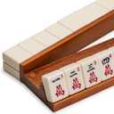 Yellow Mountain Imports Classic Chestnut Color Wooden Mahjong Game Racks with Pushers, 18 Inches - Set of 4 (Includes Magnetically Attached Mahjong Pushers), 18 x 2.4 x 0.8 inches