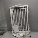 Metal Freestanding Dog Gate with Cat Door for Indoor/Outdoor,80" Extra Wide Foldable Pet Gate,32" Tall Foldable Indoor Dog Fence for Large Openings Stairs,Deck,Yard,Doorways(4 Panels,White)