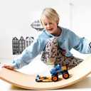 Gentle Monster Wobble Balance Board, Wooden Montessori Toy Rocker Board Natural Wood Kids Toddler Open Ended Learning Toy Yoga Curvy Board for Adult Office Classroom Christmas Gifts