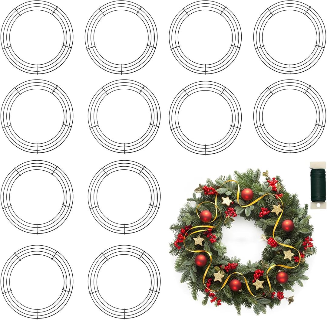 Sekcen 12 Pack 12 Inch Metal Wreath Frame Wire Wreath Form for Crafts Christmas Decoration