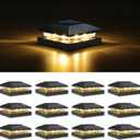 VOLISUN 4x4 Solar Post Cap Light 12pack,Solar Fence - Post Lights Outdoor Waterproof for Wooden/Vinyl Post,Black Deck Post Cap Light Solar Powered with Warm White for Garden/Patio/Porch