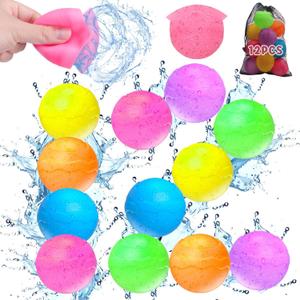 COSOOS 12 Pack Reusable Water Balloons for Kids, Summer Fun Water Games for Boys & Girls, Beach & Pool Toys, Self-Sealing Refillable
