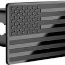 Trailer Hitch Cover for 2 Inch Receivers, Heavy Metal American Flag Hitch Cover for Trucks Accessories (Black)