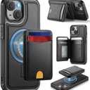 For iPhone 15 Plus Wallet Case Compatible with Magsafe, Magnetic RFID Blocking Card Holder Kickstand 2 in 1 Detachable Case for iPhone 15 Plus 6.7", Black