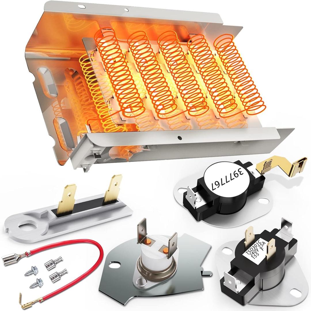 [UPGRADED] 279838 Dryer Heating Element for Whirlpool Kenmore Maytag Amana Roper, Dryer Heating Element Parts Include Dryer Thermostat Thermal Fuse, Replaces 2406026 3403585 w10724237