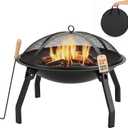 22" Small Fire Pit - Wood Burning Outdoor Fire Pit with Grill, Carry Bag
Compact 22-Inch Design, Folding Legs, Carry Bag Included, Spark Screen, Cooking Grate, Fire Poker, Backyard Patio Camping