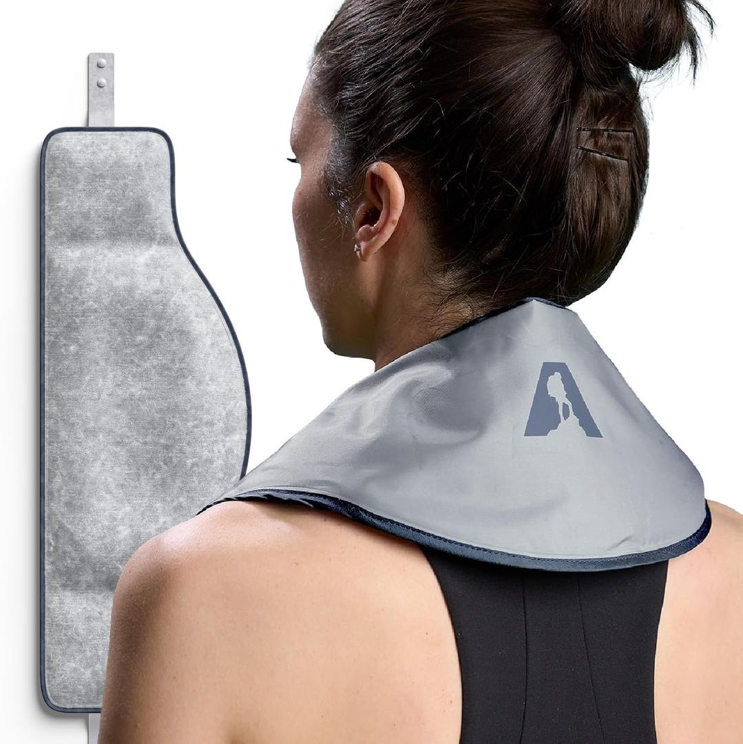Flexible Neck Ice Pack Wrap 8" x 23", Soft Gel, Hands-Free | Soft gel ice pack for neck pain relief and cervical recovery, hands-free wrap design stays put during use, grey