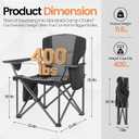 WEIDIORME 2 Pack Heavy Duty Oversized Camping Chair for Adults 400lbs w/Lumbar Support - Folding Chairs with Side Pocket, Cup Holder & Cooler Bag for Beach, Fishing, Lawn, Backyard Black