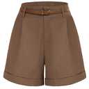 Belle Poque Women Bermuda Shorts Elastic Waist Wide Leg Shorts with Pockets & Belts, 2 XL