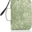 MEGREZ Bible Cover Case for Women and Men, Christian Classic Faux Leather Bible Cover, Bible Verse Cover Case, Green Plants