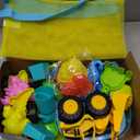 FHOZGECY Beach Toys, Sand Toys for Kids Boys and Girls with 2 Construction Vehicle, 2 Collapsible Bucket, Sand Castle Building Kit, Sand Molds, Mesh Bag, Outdoor Toys for Kids Ages 4-8, Medium