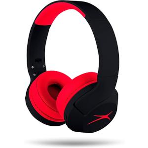 Altec Lansing Kid Safe Noise Cancelling Wireless Headphones 15H Battery, 85dB Volume Limit, Foldable Design Powerful Sound, Active Noise Cancellation Perfect for Kids Ages 7+ (Blackout Classic Red)