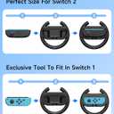 EasySMX Steering Wheels for Switch 2&1 Console JoyCons, 2 Pack Racing Wheels for Mario Kart 9/8 Deluxe, Switch 2 Steering Wheel for Joy-con 2,Joycon Remote Controller Race Accessories [2X Black]