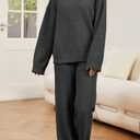 Lounge Sets for Women 2 Piece Fuzzy Fleece Pajamas Long Sleeve Oversized Lounge Set 2025 Fall Winter Trendy Size Large