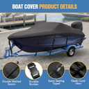 1200D Waterproof Boat Cover,Bass Boat Cover 20-22 ft,Black | Heavy Duty Bass Boat Cover with Motor Cover, Trailerable Marine Canvas for V-Hull, Tri-Hull, Fish & Ski, Runabout Boats