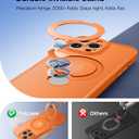 FNTCASE for iPhone 16 Pro-Max Case: [360 Spin Magnetic Stand] [Compatible with Magsafe] [Screen Protector] Translucent Matte Military Grade Shockproof Full Camera Protective Phone Cover - Orange