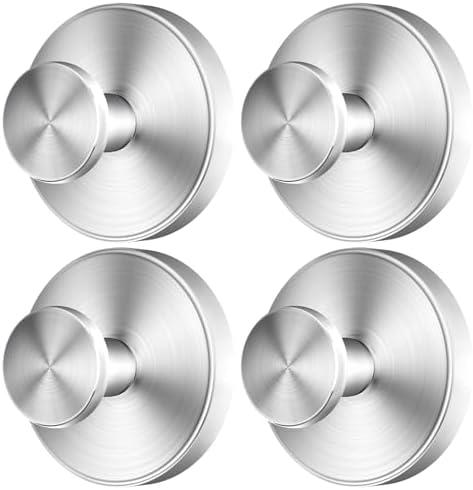 SOCORIA 2026 Upgraded Drill-Free Suction Cup Hooks, Stainless Steel Suction Cup Hooks for Shower, Mirror, Wall, Bathroom, Glass, Hanging Towels - 3Pack, Brushed Silver